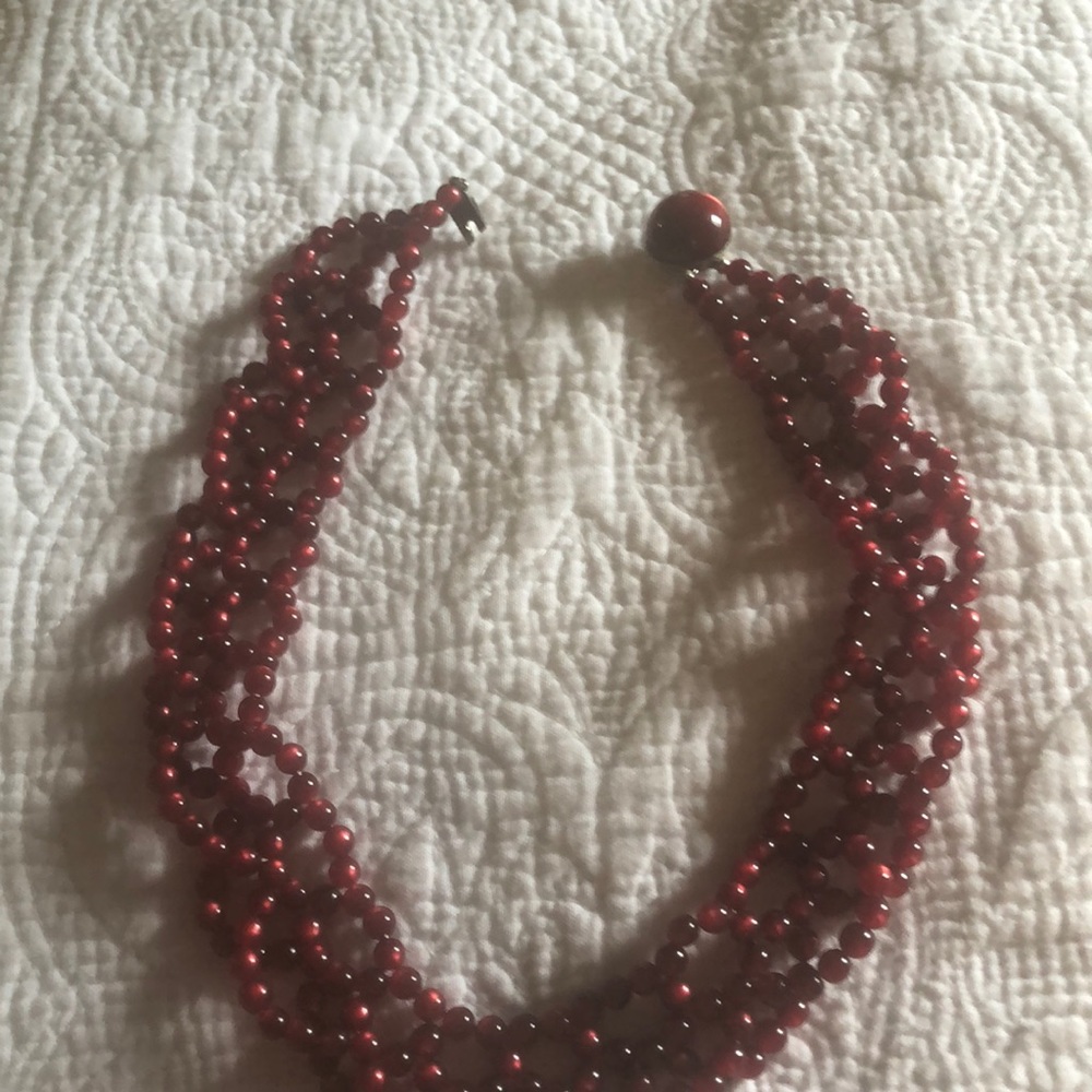 Vintage red bead choker